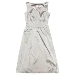 東京ソワール■シルバー■ビーズ付き■ノースリーブ ロングワンピース