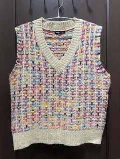 Vネック ニットベスト 多色　Sサイズ
