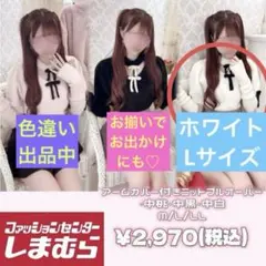 もえにゃ しまむら アームカバー付きニットプルオーバー 白 L 量産型 地雷