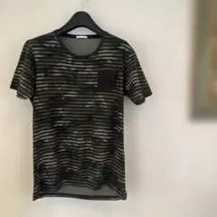 GU 迷彩柄 ボーダー ポケット付き 半袖Tシャツ