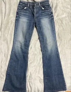 デニムパンツ ブーツカット ウォッシュ加工