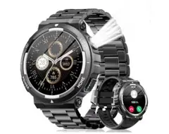 スマートウォッチ軍用規格Bluetooth通話1.53インチ大画面（ブラック）