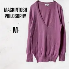 マッキントッシュフィロソフィー Vネックセーター M ピンク 薄手 コットン
