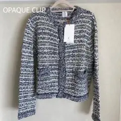 【新品】OPAQUE.CLIP ファンシー ツイード カーディガン ネイビー M