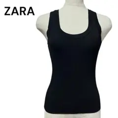 ZARA リブニットタンクトップ XS ブラック ストレッチ フィットのサムネイル