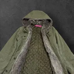 2K 00s グランジ ファー モッズコート カーキ お兄系 平成ギャル パンク