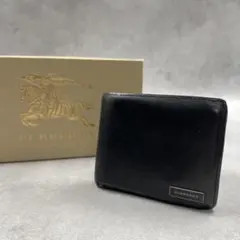 BURBERRY ブラック レザー メンズ 折り財布 8442