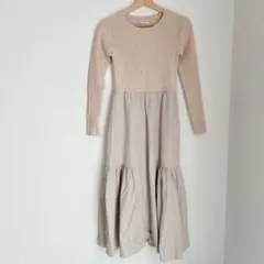 [RAMIRAL] ベージュ ニット ロングワンピース フェミニン キレイめ