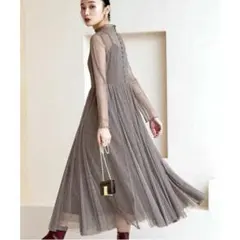 My shawty オケージョンドレス ブラウン ラメ チュール 結婚式 シアー