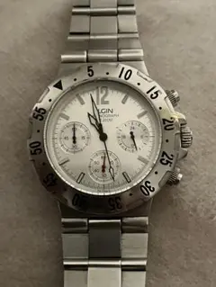 値下げ 稼働★ELGIN エルジン クロノグラフ QZ腕時計 電池新品