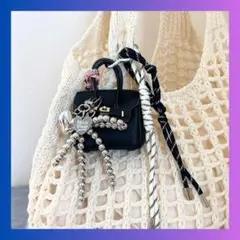 キーホルダー　じゃらじゃら　バッグチャーム　パラコード　ブラック　バッグ