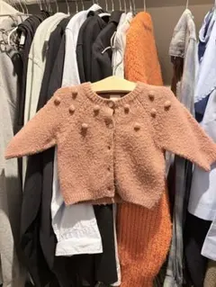 petit main ポンポン付きカーディガン 70