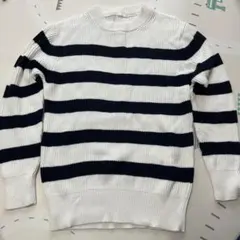 ホワイト/ネイビー ストライプ セーター