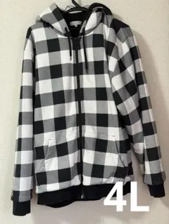 フリース裏地付きチェックパーカー 4L