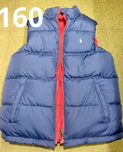 未使用品・ラルフローレン・ダウンベスト・レッド・ネイビー・リバーシブル・160
