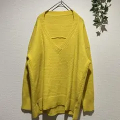 【アメリカンホリック】 Vネック ゆるダボ ニット　Fサイズ　アクリル　黄色