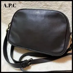 可愛い✨A.P.C カメラバッグ Blanche ゴールド金具 ブラック レザー 