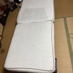 ホワイト 二つ折り式マットレス シングルベッド リクライニング