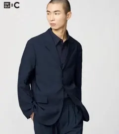 ユニクロC 感動ジャケットL 感動タックパンツMネイビーセット