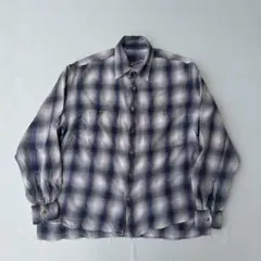 ヴィンテージ　オンブレレーヨン混紡コットンシャツ　グランジ