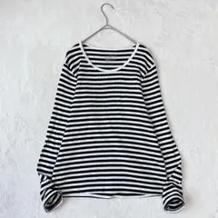 ムジルシリョウヒン| クルーネックカットソー【L】ボーダー　シンプル　白黒