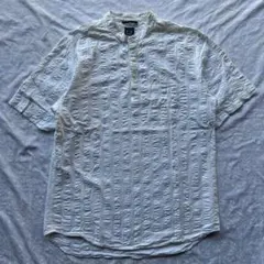 00’s GAP プルオーバー シアサッカー シャツ 半袖 バンドカラー