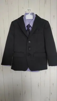 キッズフォーマルスーツ 110cm ジャケット シャツ ネクタイ ポケットチーフ