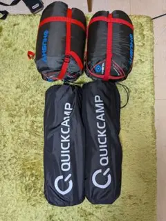 【セット】QUICKCAMP インフレータマット×2、HUSKY シュラフ×2のサムネイル