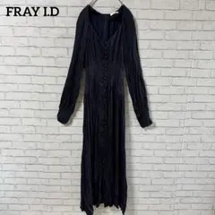 FRAY I.D ロングワンピース Vネック サテン ネイビー