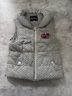 【Y2K】ドット柄フード付きダウンベスト