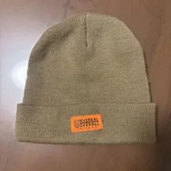 ユニバーサルオーバーオール　リブ　ニットキャップ　ニット帽　ブラウン