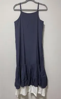 【美品】キャミワンピース ロングワンピース グレー ブルーホワイト Mサイズ