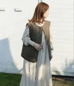 あ*こ様 【Kastane】キルティングベスト カーキ Fサイズ