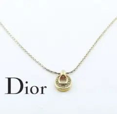Dior クリスチャンディオール ゴールドネックレス オーバル型 ラインストーン