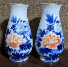 宮内庁御用達 深川製磁 有田焼 牡丹色絵 金彩 花瓶 花入 花生 壺 茶道具