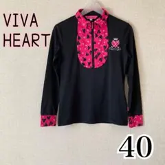 ビバハート　柔らか　ドライポリエステル　ハート　長袖　ピンク　ゴルフシャツ　L