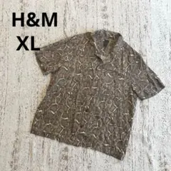 H&M パイソン柄 半袖 シャツ XL ブラウン ベージュ 総柄 カジュアルのサムネイル