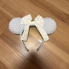 ディズニー カチューシャ 水色 レースリボン