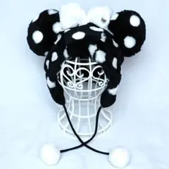 ミニー ミニーマウス 水玉 ポンポン付き ファンキャップ