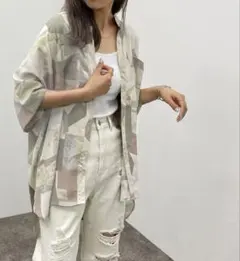apres jour mignon 柄バンドカラーBIGシャツのサムネイル