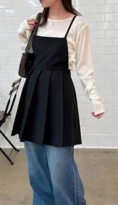 Discoatプリーツ切替ミニキャミワンピース