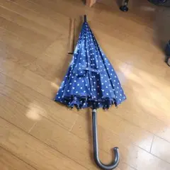 #ナチュラルベーシック 水玉 ネイビー 長 傘#