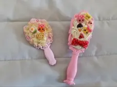 お子様用デコレーション 手鏡 ヘアブラシ セット ピンク