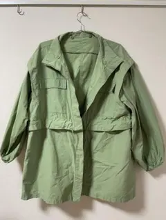 ライトグリーン フード付き クロップドジャケット