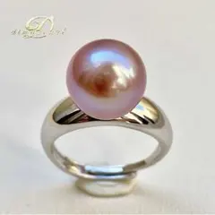 本真珠淡水エジソンパール　小豆色11.44㍉シンプルリングY1030