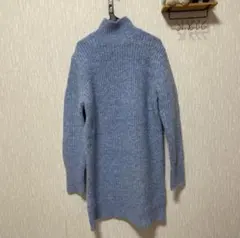 Zara ハイネックニット　ワンピース　水色　S