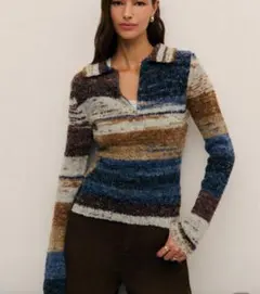 shein マルチカラー ストライプ 長袖セーター