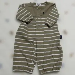 POLO Baby カーキ/ホワイトストライプロンパース 50~70cm