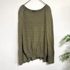 インディヴィ INDIVI ドッキングトップス　カーキ　シースルー　ボーダー美品