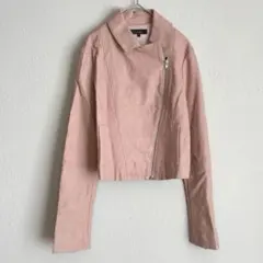 ＊リエンダ＊ リボン付き レザージャケット (M) スエード 無地 ピンク 春